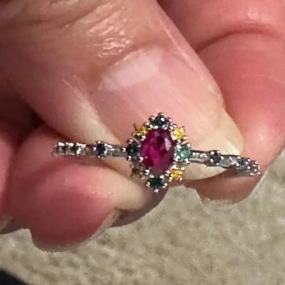 Sterling Silver Multicolor Gemstone Ring